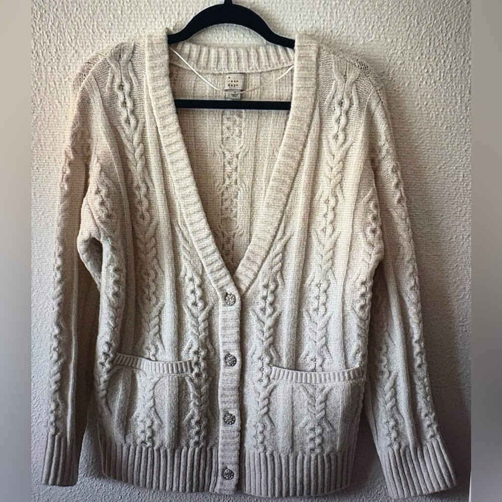 a new day Cream Cable Knit Cardigan
